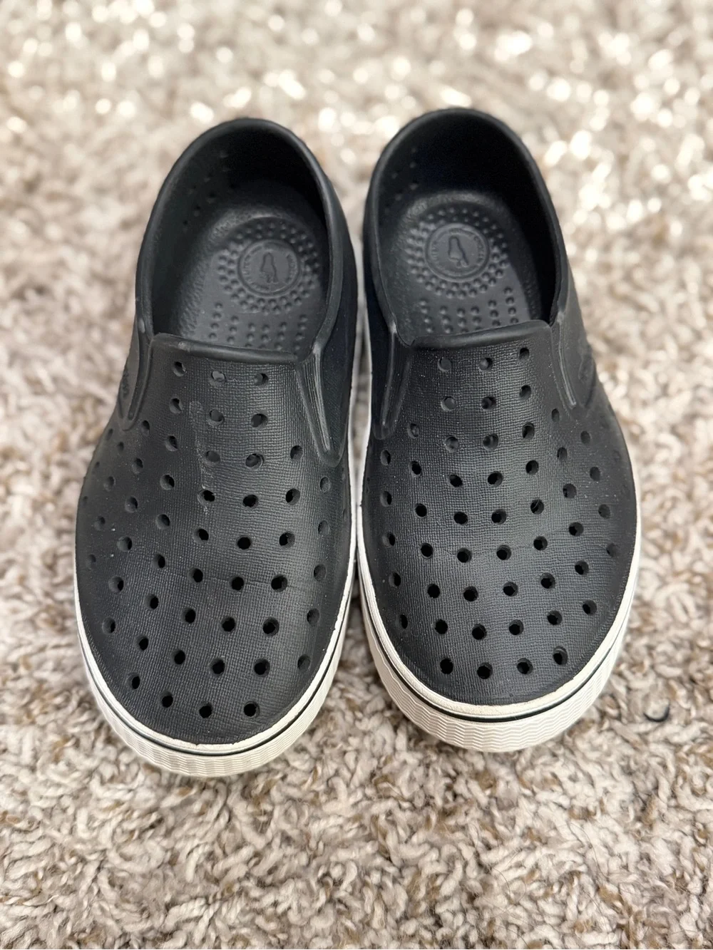 Native Kids Black Perforated Slip-On Water Shoes